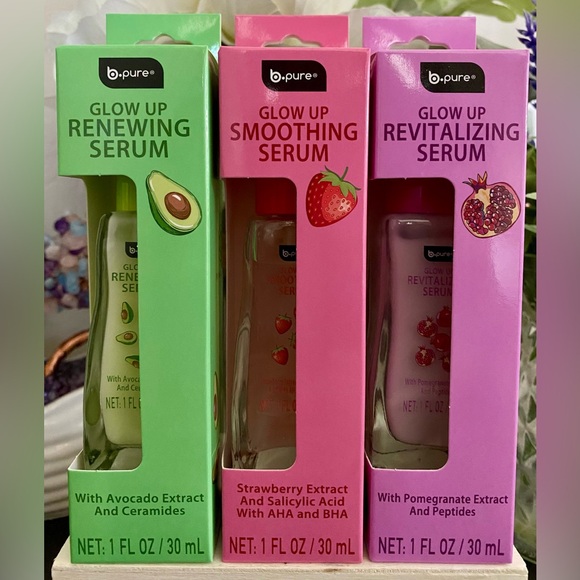 🆕🥑 B•PURE GLOW UP RENEWING, SMOOTHING & REVITALIZING SERUM COLLECTION. BRAND NEW - Picture 1 of 4